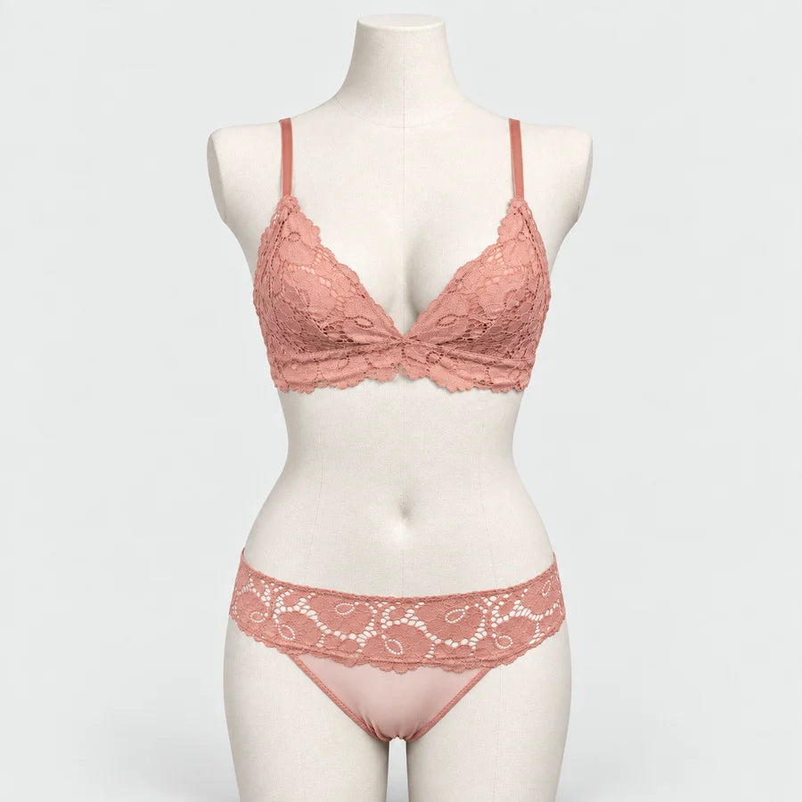 Bridal Floral Lace Soft Solid Breathable Wireless Bra
