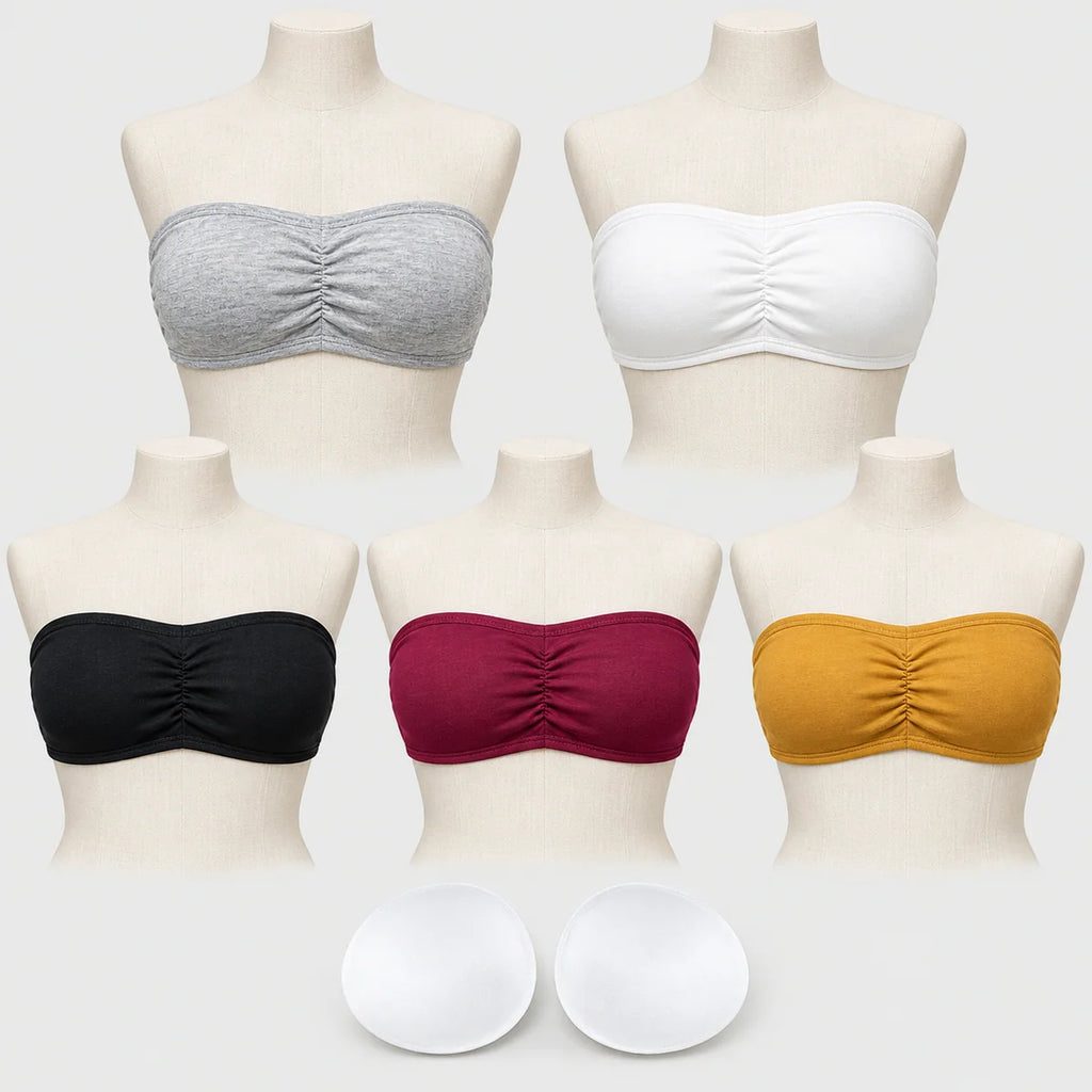 Strapless Wireless Padded Bra with Removable Pads