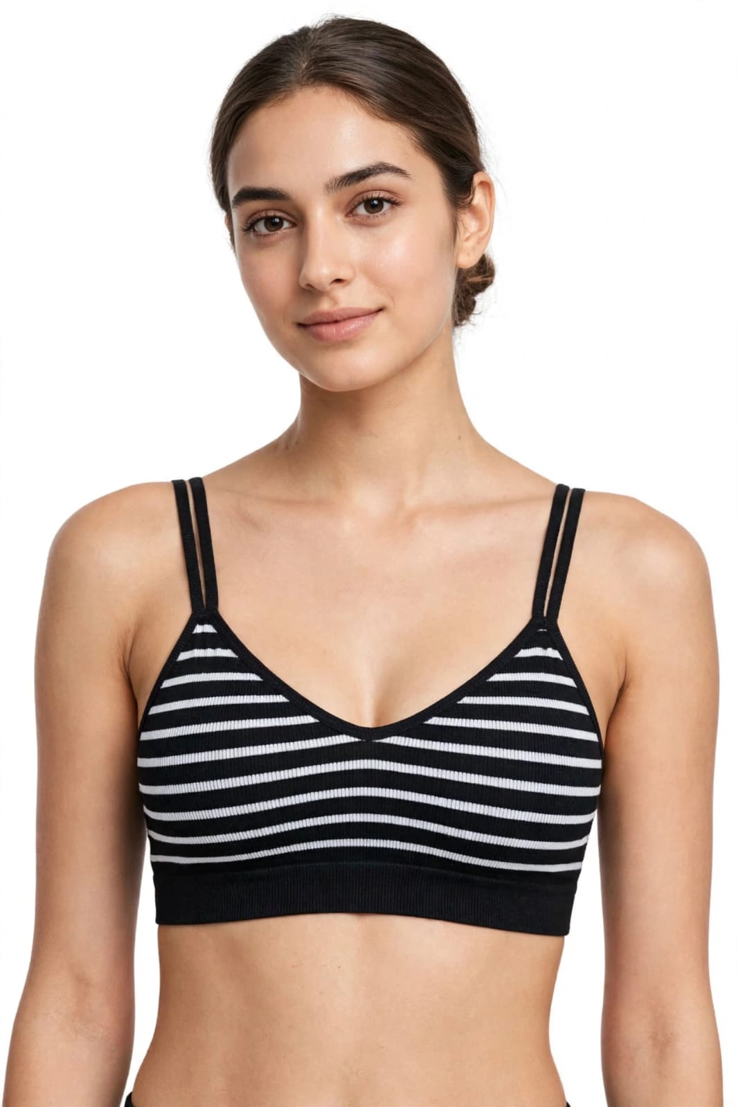 Dual Strap Seamless Stripe Bra
